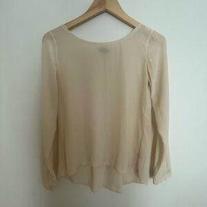Club Monaco Silk Long sleeve Cream Top
